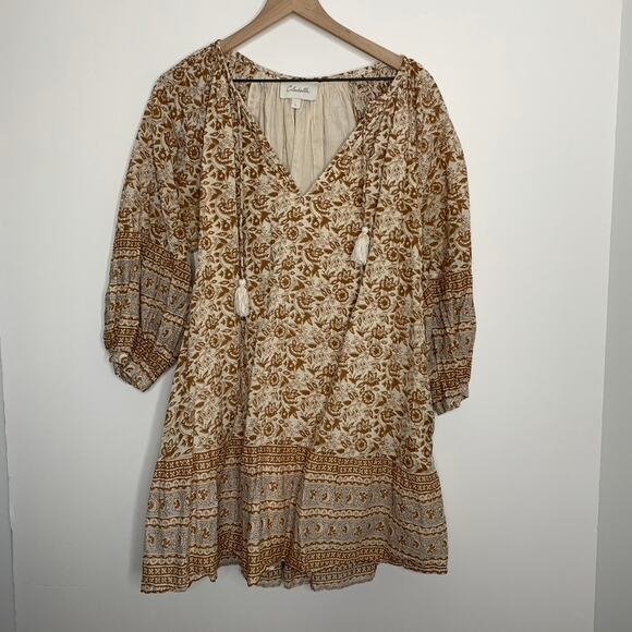Cleobella Rosy Mini Brown Orange Floral Dress Womens Large - Picture 2 of 16